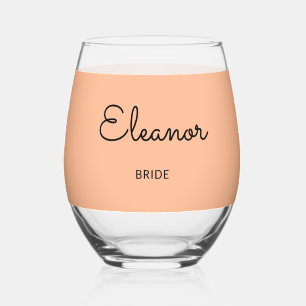Verre À Vin Sans Pied Mariée de mariage personnalisée élégante monogramm