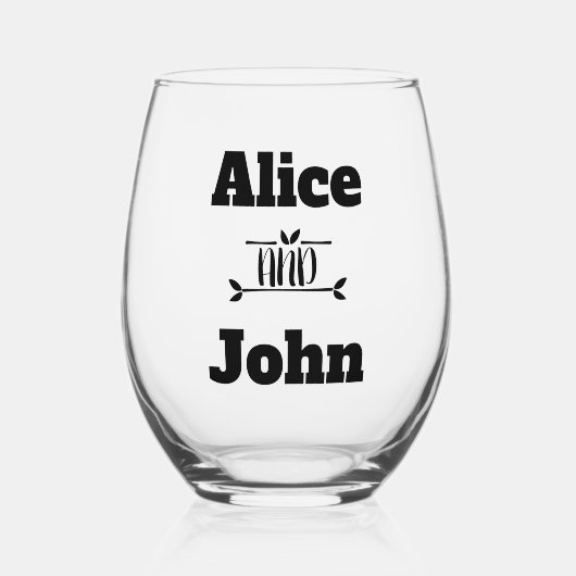 Verre À Vin Sans Pied Mariée mariage et mariée noire (Recto)