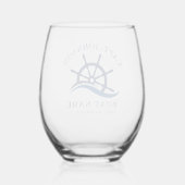 Verre À Vin Sans Pied Marine Nautique Blue Wave Capitaine de vaisseau He (Verso)