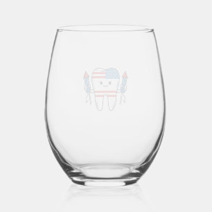 Verre À Vin Sans Pied Mascotte de dent patriotique Conception de vecteur