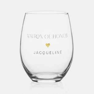 Verre À Vin Sans Pied Matron chic moderne d'honneur Script Gold Nom du c