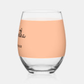 Verre À Vin Sans Pied Matron d'honneur Monogramme Mariage Elégant Peach (Gauche)