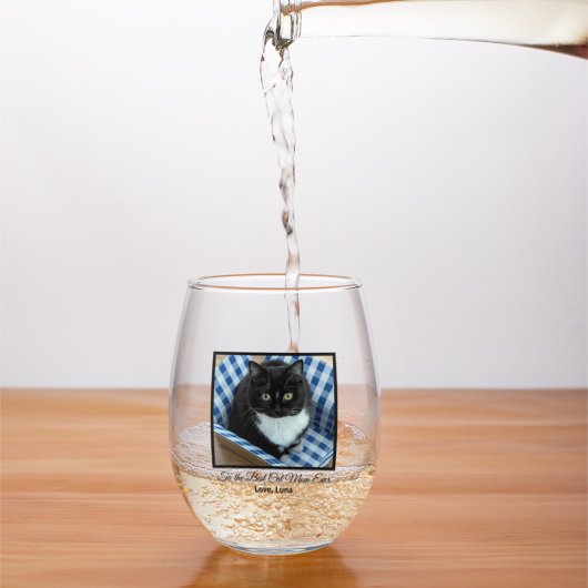 Verre À Vin Sans Pied Meilleur chat Maman toujours Photo personnalisée e
