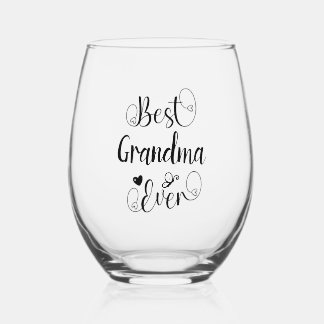 Verre À Vin Sans Pied Meilleur Grandma jamais mignonne Typographie moder