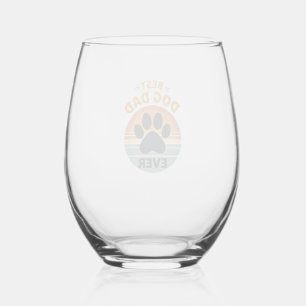 Verre À Vin Sans Pied Meilleur Papa Chien Ever Vintage Retro Patte Couch