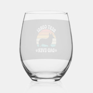 Verre À Vin Sans Pied Meilleur Papa Corgi Rétro Chien
