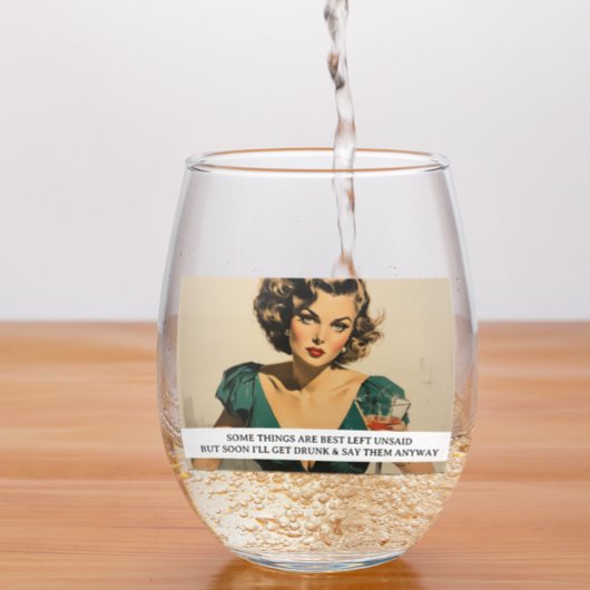 Verre À Vin Sans Pied Meilleure gauche non dit Funny Retro les années 50