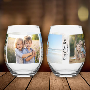 Verre À Vin Sans Pied Meilleure Maman Jamais, 3 Photos, Personnalisé Per