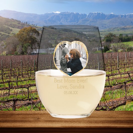 Verre À Vin Sans Pied Meilleure maman Jamais Coeur Modèle photo Nom date