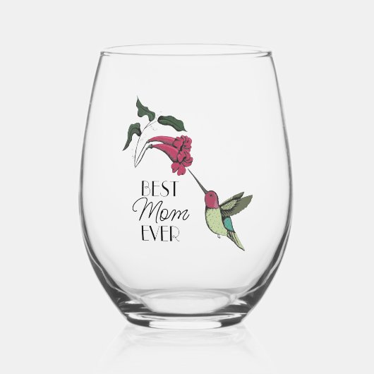 Verre À Vin Sans Pied Meilleure maman jamais colibri (Recto)