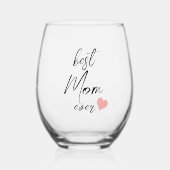 Verre À Vin Sans Pied "Meilleure maman jamais" élégant script (modifiabl (Recto)