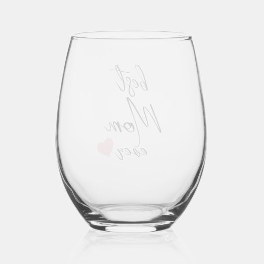 Verre À Vin Sans Pied "Meilleure maman jamais" élégant script (modifiabl (Verso)