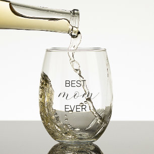 Verre À Vin Sans Pied Meilleure maman jamais Fête des mères élégante