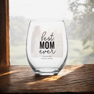 Verre À Vin Sans Pied Meilleure Maman Jamais Photo Verre Vin Stemless