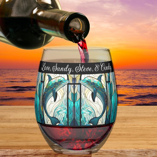 Verre À Vin Sans Pied Meilleure maman toujours bleu et dauphin Turquoise