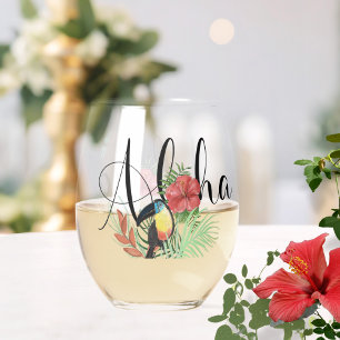 Verre À Vin Sans Pied Mémoire de la retraite de vacances Aloha