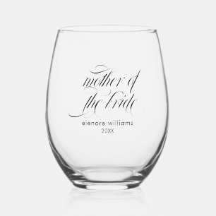 Verre À Vin Sans Pied Mère de la mariée Élégante Typographie Script