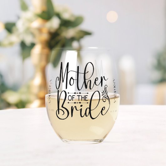 Verre À Vin Sans Pied Mère de la mariée FlowScript Personnalisé (Insitu (Mariage))