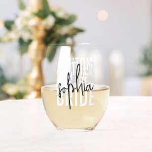 Verre À Vin Sans Pied Mère de la mariée Monogramme Signature Script