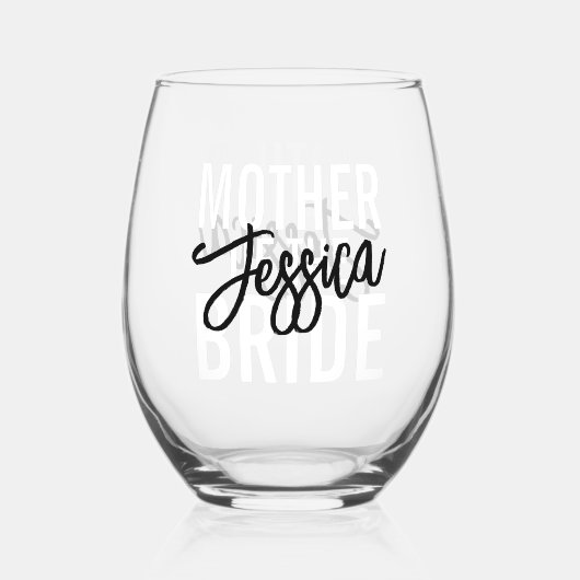 Verre À Vin Sans Pied Mère de la mariée Monogramme Signature Script (Verso)