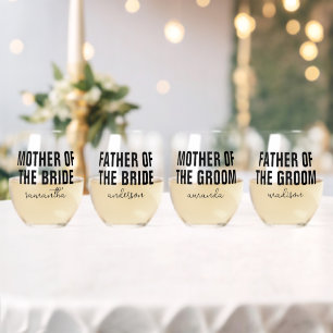 Verre À Vin Sans Pied Mère personnalisée Père Mariée Mariage de chambre