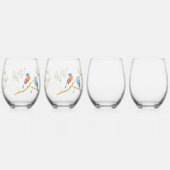 Verre À Vin Sans Pied Merles bleus (Recto)