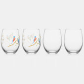 Verre À Vin Sans Pied Merles bleus (Dos)