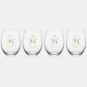 Verre À Vin Sans Pied Merles bleus (Recto)