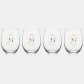 Verre À Vin Sans Pied Merles bleus (Dos)
