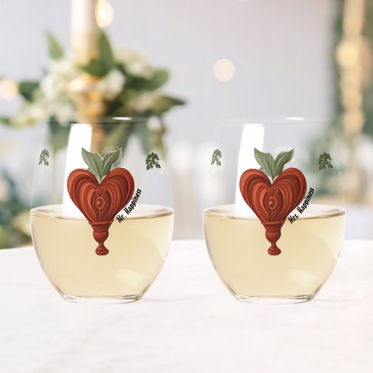 Verre À Vin Sans Pied Merry Heart Valentine's (Insitu (Mariage))