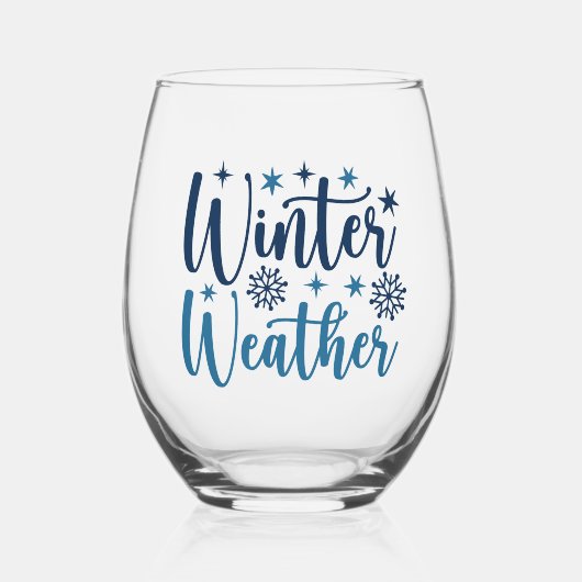 Verre À Vin Sans Pied Météo d'hiver - Typographie des Fêtes Neiges (Recto)