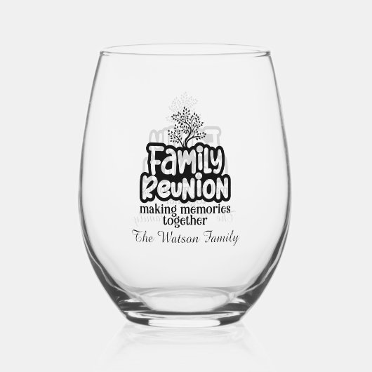 Verre À Vin Sans Pied Mignonne création Souvenirs Réunion de famille ajo (Recto)