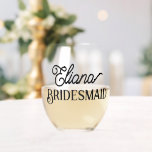 Verre À Vin Sans Pied Mineure ou servante d'honneur minimaliste<br><div class="desc">Pour vos demoiselles d'honneur ou d'autres membres de votre fête nuptiale à célébrer à votre douche nuptiale,  à votre fête de bachelorette,  à votre dîner de répétition,  à votre réception de mariage et à d'autres événements mariages. Personnalisez avec son nom.</div>
