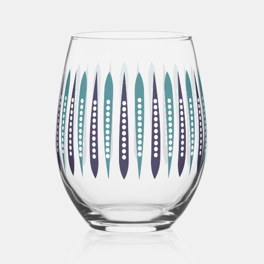 Verre À Vin Sans Pied Minimal bleu rétro inspiré (Recto)