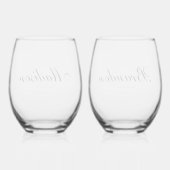 Verre À Vin Sans Pied Minimal Classic Script Couple Names Engagement (Verso)