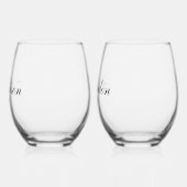 Verre À Vin Sans Pied Minimal Classic Script Couple Names Engagement (Gauche)