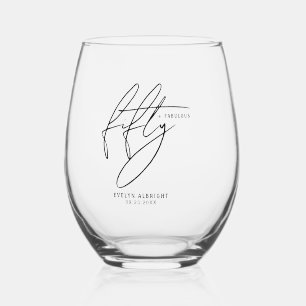 Verre À Vin Sans Pied Minimaliste Cinquante ans et Incroyable Fête d'ann