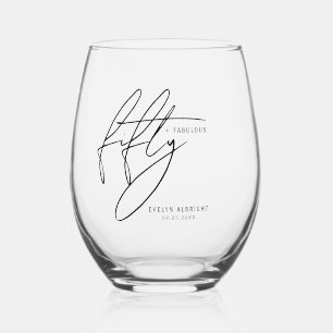 Verre À Vin Sans Pied Minimaliste Cinquante ans et Incroyable Fête d'ann