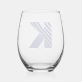 Verre À Vin Sans Pied Minuit bleu moderne Monogramme initiale (Verso)