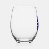 Verre À Vin Sans Pied Minuit bleu moderne Monogramme initiale (Droite)
