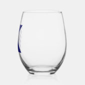 Verre À Vin Sans Pied Minuit bleu moderne Monogramme initiale (Gauche)