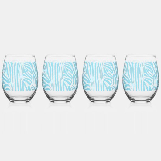 Verre À Vin Sans Pied Modèle Zèbre Bleu (Recto)