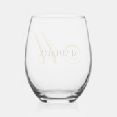Verre À Vin Sans Pied Modern Black Gold Monogram Script (Verso)