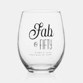 Verre À Vin Sans Pied Modern Bold Fifty & Fabulous 50th Birthday Party (Recto)