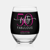 Verre À Vin Sans Pied Modern Minimal Pink Forty Fabulous Script Birthday (Verso)