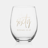 Verre À Vin Sans Pied Moderne 60e anniversaire simple élégant script élé (Verso)