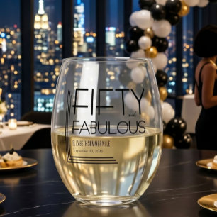 Verre À Vin Sans Pied Moderne Cinquante ans et Fantastique Fête d'annive