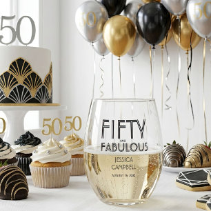 Verre À Vin Sans Pied Moderne Cinquante ans et Fantastique Fête d'annive