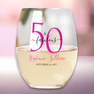 Verre À Vin Sans Pied Moderne Cinquante ans et Fantastique Fête d'annive