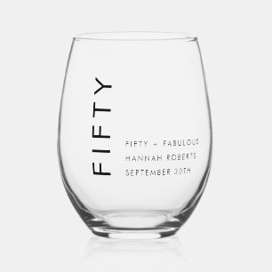 Verre À Vin Sans Pied Moderne Cinquante ans et Incroyable Fête d'anniver